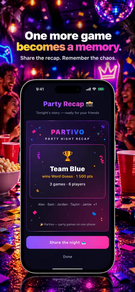 Partivo party recap to share after the night